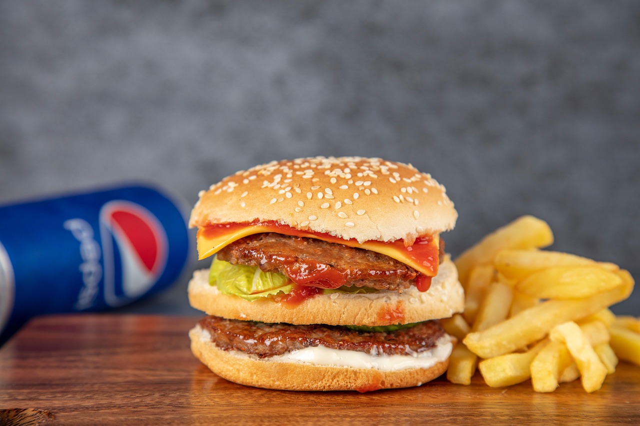beef burger, burger, french fries, burger with pepsi, tasty, delicious, food